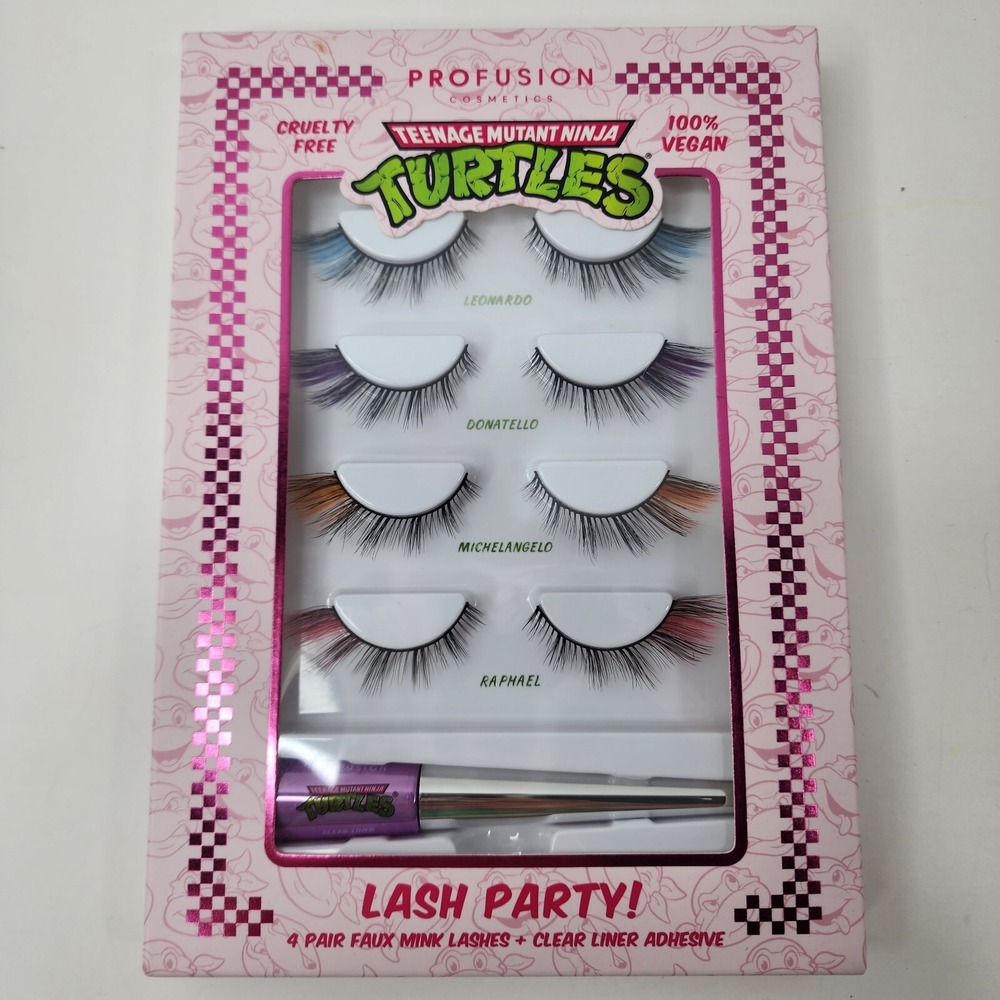 Profusion Cosmetics 40th Anniversary Ninja Turtle 4 Pair Faux Mink Eyelashes New
